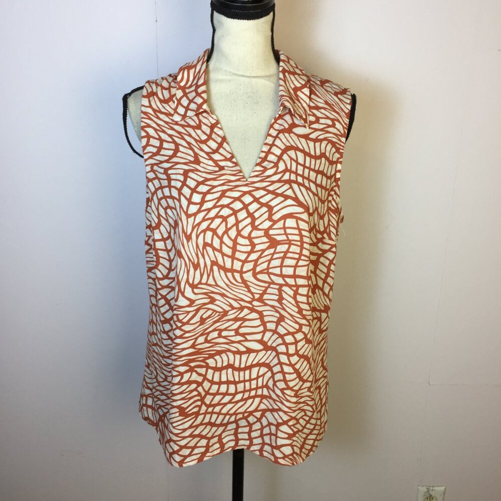 Cabi Twirl Russet Twist Blouse Tank Top Sz M Womans Rust Sleeveless Style #4183
